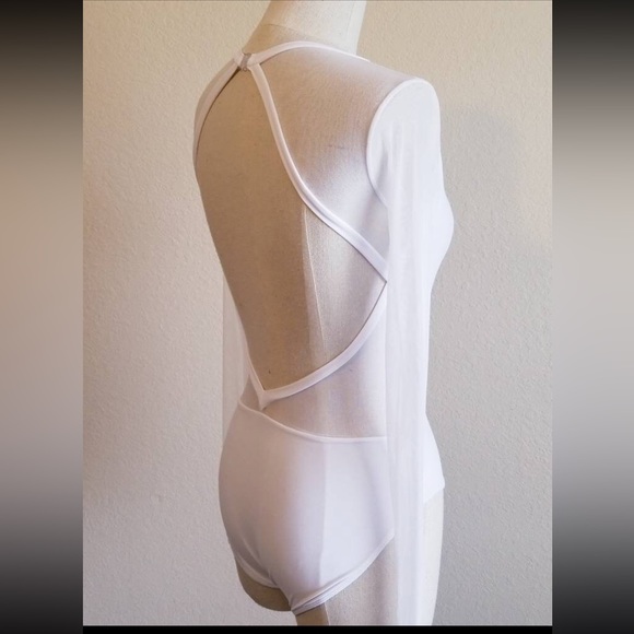 White mesh ballet leotard by Taylored Dancewear S - Picture 6 of 6